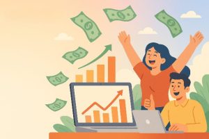 happy couple earned from affiliate marketing in 2025
